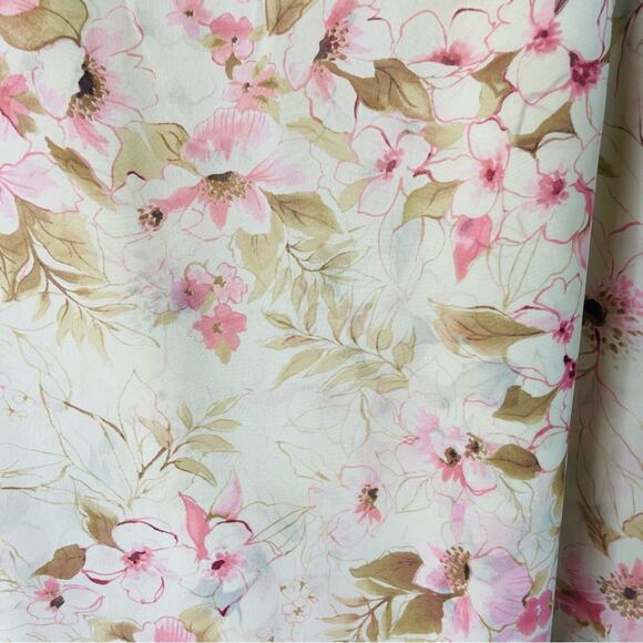 Vintage tan pink floral chiffon cottagecore romantic maxi skirt 14 - Picture 4 of 6